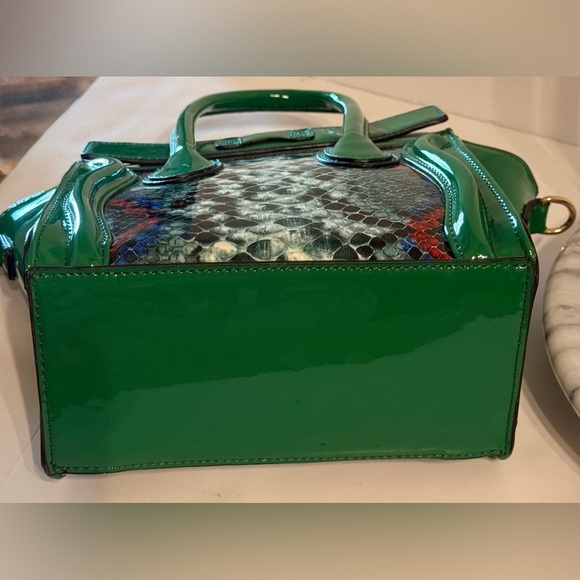 Dasein Women’s Fashion Handbag Patent Leather Snakeskin Hunter Green XL026371 - Picture 7 of 16